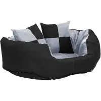 vidaXL Coussin réversible et lavable pour chien Gris et noir 65x50x20 cm