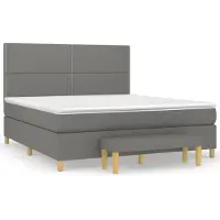 vidaXL Lit boxspring avec matelas gris foncé 180x200 cm Tissu