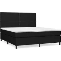 vidaXL Lit boxspring avec matelas noir 180x200 cm Tissu