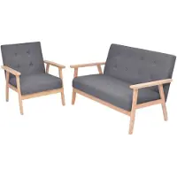 vidaXL Ensemble de canapés 2 pièces tissu gris foncé