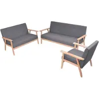 vidaXL Ensemble de canapés 3 pièces tissu gris foncé
