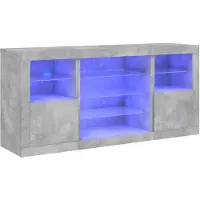 vidaXL Sideboard avec lampes LED gris béton 142,5x37x67 cm