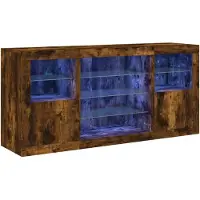 vidaXL Sideboard avec lampes LED chêne fumé 142,5x37x67 cm