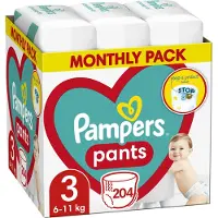 Pampers Couches-culottes (Taille 3, Pack mensuel, 204 pcs)