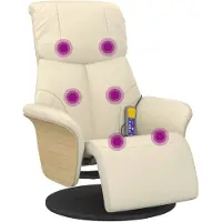 vidaXL Fauteuil de massage avec repose-pieds Crème Similicuir