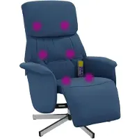 vidaXL Fauteuil de massage avec repose-pieds Bleu Tissu