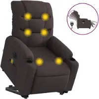 vidaXL Fauteuil de massage électrique avec releveur Tissu marron foncé