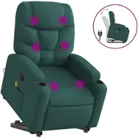 vidaXL Fauteuil de massage avec releveur Vert foncé Tissu