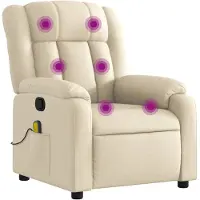 vidaXL Fauteuil de massage Crème Tissu