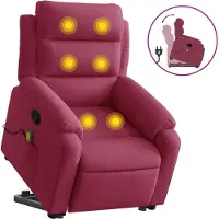 vidaXL Fauteuil de massage avec releveur vin rouge velours