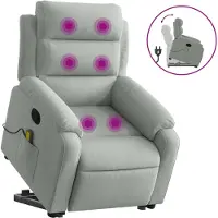 vidaXL Fauteuil de massage avec releveur gris clair velours