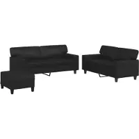 vidaXL Ensemble de canapés 3 pièces noir similicuir