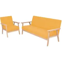 vidaXL Ensemble de canapés 2 pièces tissu jaune