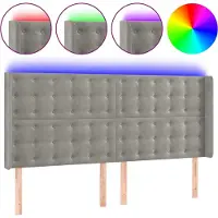 vidaXL Tête de lit LED gris clair 203x16x118/128 cm velours