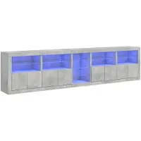 vidaXL Sideboard avec lampes LED gris béton 283x37x67 cm