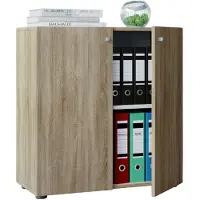 Hioshop Armoire de bureau Livres Dossiers Meuble de bureau Armoire Lona 2 portes battantes Armoire de bureau Livres Dossiers Meuble de bureau Armoire Lona 2 portes battantes