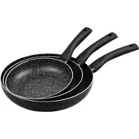 KINGHOFF set de 3 poeles avec revetement en marbre KH1562
