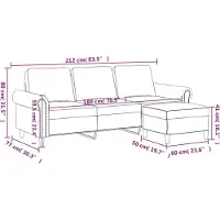 vidaXL Canapé 3 places avec pouf gris foncé 180 cm velours