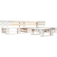 vidaXL Ensemble de canapés de jardin en palettes 4 pièces, bois blanc