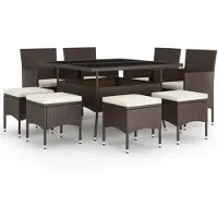 vidaXL Ensemble de jardin 9 pièces Poly rotin brun
