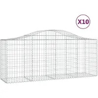 vidaXL Gabions avec arc surélevé 10 pcs. 200x50x80/100cm Fer galvanisé