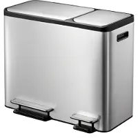 EKO - EcoCasa Recycler Poubelle à pédale 15+15+15 litres - Stainless steel Plastic - Matt Inox
