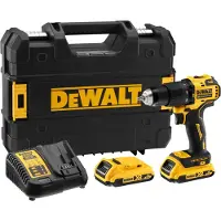 DeWalt Perceuse à percussion sans fil DCD 709 D2T 18 V 65 Nm + 2 batteries 2,0 Ah + chargeur dans un coffret TSTAK