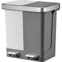 EKO - Hana Duo Recycling Poubelle à pédale 10+10 litres - Stainless steel Plastic - Blanc, Gris