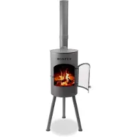 Bonfeu - BonGiano SP (Ø 30 cm) - Acier - Cheminée de jardin - Poêle de terrasse - Cheminée - 30 x 30 x 135 cm - Noir