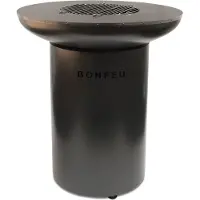 Bonfeu BonBiza Noir Ø 80 cm - Cheminée de jardin avec plaque de cuisson - Baril à feu & foyer - Brasero en acier robuste - Avec plaque de cuisson - Brasero pour le jardin