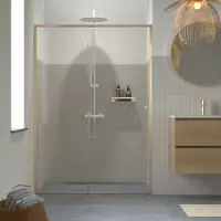 Sealskin Contour Porte coulissante pour niche 120x200cm 6mm verre de sécurité transparent avec revêtement anticalcaire Or brossé CCD121206495100
