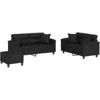 vidaXL Ensemble de canapés 3 pièces avec coussins Noir Similicuir