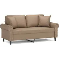 vidaXL Canapé 2 places avec oreillers cappuccino 140 cm similicuir