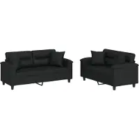 vidaXL Ensemble de canapés 2 pièces avec coussins Noir Similicuir