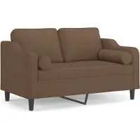 vidaXL Canapé 2 places avec oreillers décoratifs marron 120 cm tissu