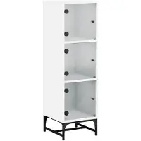 vidaXL Highboard avec portes en verre blanc 35x37x120 cm