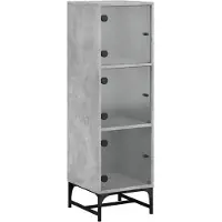 vidaXL Highboard avec portes en verre gris béton 35x37x120 cm