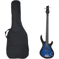 vidaXL Guitare basse électrique de débutants sac bleu et noir 4/4 46"