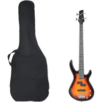 vidaXL Guitare basse électrique de débutants sac brun et noir 4/4 46"