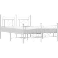 vidaXL Cadre de lit avec tête et pied de lit en métal blanc 140x190 cm