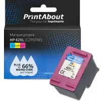 PrintAbout Cartouche compatible pour HP 62XL (C2P07AE) - 3-couleurs - Grande capacité