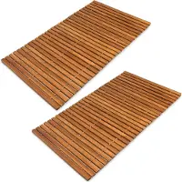 Deuba 2x Tapis de bain 76x50cm en bois d'acacia