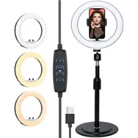 Lurk Ensemble de lampes annulaires - - LED de 8 pouces - Trépied réglable - Télécommande - Convient pour smartphone