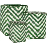 Mica Decorations Lot de 3 cache-pots l'extérieur vert foncé et blanc H26