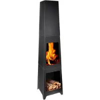 Bbq collection Cheminée de jardin - - Poêle à bois - 36x36x150cm - Acier