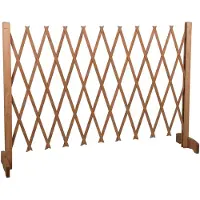 24hShop Barrière pour chiens extensible - -extensible de 30 à 117 cm - sans perçage - Barrière pour chiens intérieure et extérieure - Bois