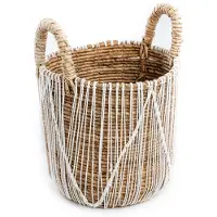 Bazar Bizar Rieten Mand Naturel Wit moyen