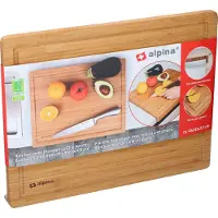 Alpina Planche à découper au-dessus du comptoir - avec rainure pour le jus - 45 x 35 x 3,5 CM - Bambou