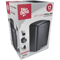 Dirt Devil Poubelle à pédale 12L - Poubelle de cuisine avec fermeture en douceur - Poubelle en inox - Seau intérieur amovible - 27,5 x 25,5 x 40,2 CM - Noir