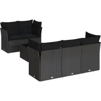 vidaXL Ensemble de salon de jardin 6 pièces avec coussins noir poly rotin